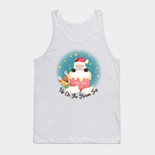 Cute Santa and Reindeer on the House Top Tank Top